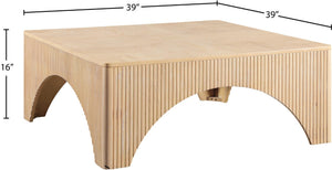 Meridian Furniture Eloise Sculptural Coffee Table with Artistic Base Detail for Stylish Modern Living Rooms Natural Oak Veneer / MDF 99089Oak-CT