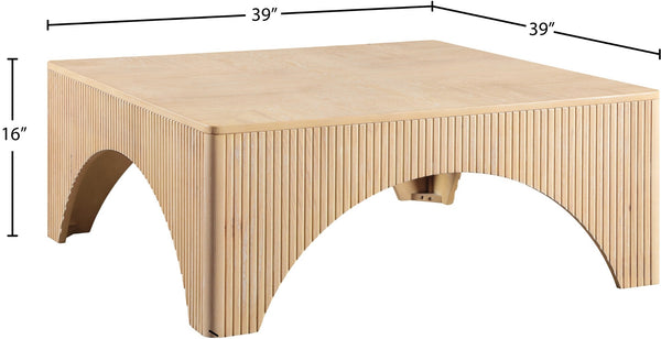 Meridian Furniture Eloise Sculptural Coffee Table with Artistic Base Detail for Stylish Modern Living Rooms Natural Oak Veneer / MDF 99089Oak-CT