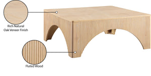 Meridian Furniture Eloise Sculptural Coffee Table with Artistic Base Detail for Stylish Modern Living Rooms Natural Oak Veneer / MDF 99089Oak-CT