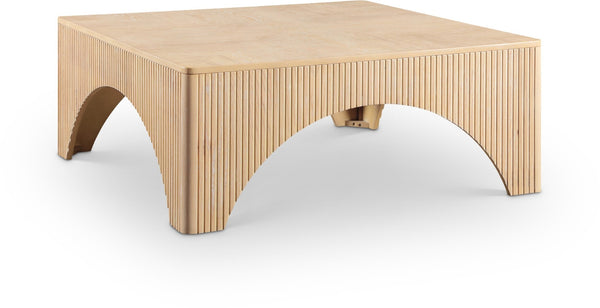Meridian Furniture Eloise Sculptural Coffee Table with Artistic Base Detail for Stylish Modern Living Rooms Natural Oak Veneer / MDF 99089Oak-CT