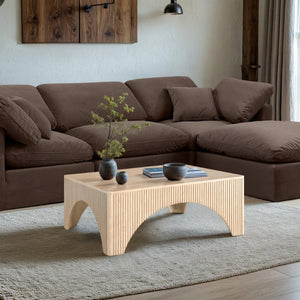 Meridian Furniture Eloise Sculptural Coffee Table with Artistic Base Detail for Stylish Modern Living Rooms Natural Oak Veneer / MDF 99089Oak-CT