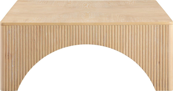 Meridian Furniture Eloise Sculptural Coffee Table with Artistic Base Detail for Stylish Modern Living Rooms Natural Oak Veneer / MDF 99089Oak-CT