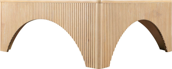 Meridian Furniture Eloise Sculptural Coffee Table with Artistic Base Detail for Stylish Modern Living Rooms Natural Oak Veneer / MDF 99089Oak-CT