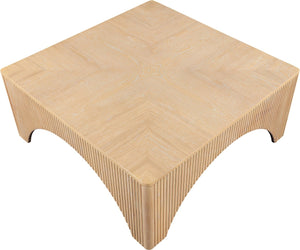 Meridian Furniture Eloise Sculptural Coffee Table with Artistic Base Detail for Stylish Modern Living Rooms Natural Oak Veneer / MDF 99089Oak-CT