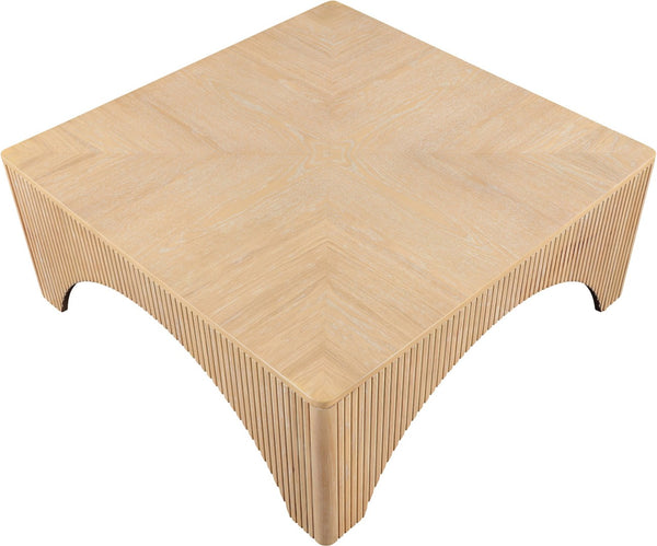 Meridian Furniture Eloise Sculptural Coffee Table with Artistic Base Detail for Stylish Modern Living Rooms Natural Oak Veneer / MDF 99089Oak-CT
