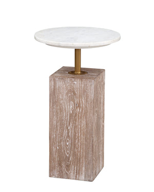 Basset Mirror Holt Accent Table - Modern Farmhouse Elegance With Solid Mango Base And Stunning White Marble Top White Wood,Marble 9909-lr-223