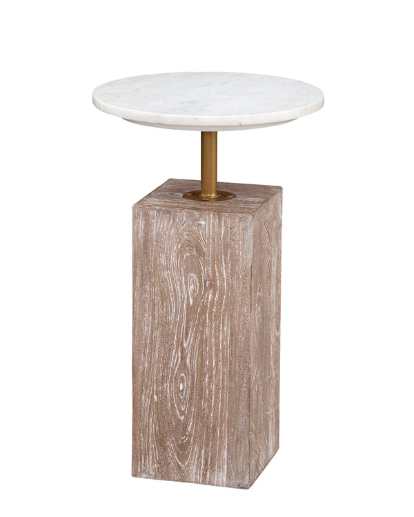Basset Mirror Holt Accent Table - Modern Farmhouse Elegance With Solid Mango Base And Stunning White Marble Top White Wood,Marble 9909-lr-223
