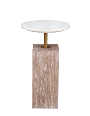 Basset Mirror Holt Accent Table - Modern Farmhouse Elegance With Solid Mango Base And Stunning White Marble Top White Wood,Marble 9909-lr-223