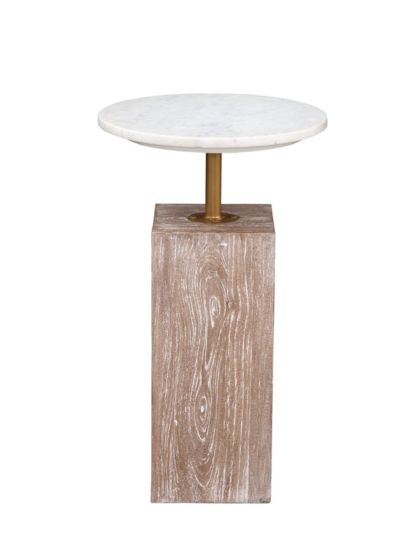 Basset Mirror Holt Accent Table - Modern Farmhouse Elegance With Solid Mango Base And Stunning White Marble Top White Wood,Marble 9909-lr-223