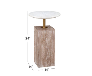 Basset Mirror Holt Accent Table - Modern Farmhouse Elegance With Solid Mango Base And Stunning White Marble Top White Wood,Marble 9909-lr-223