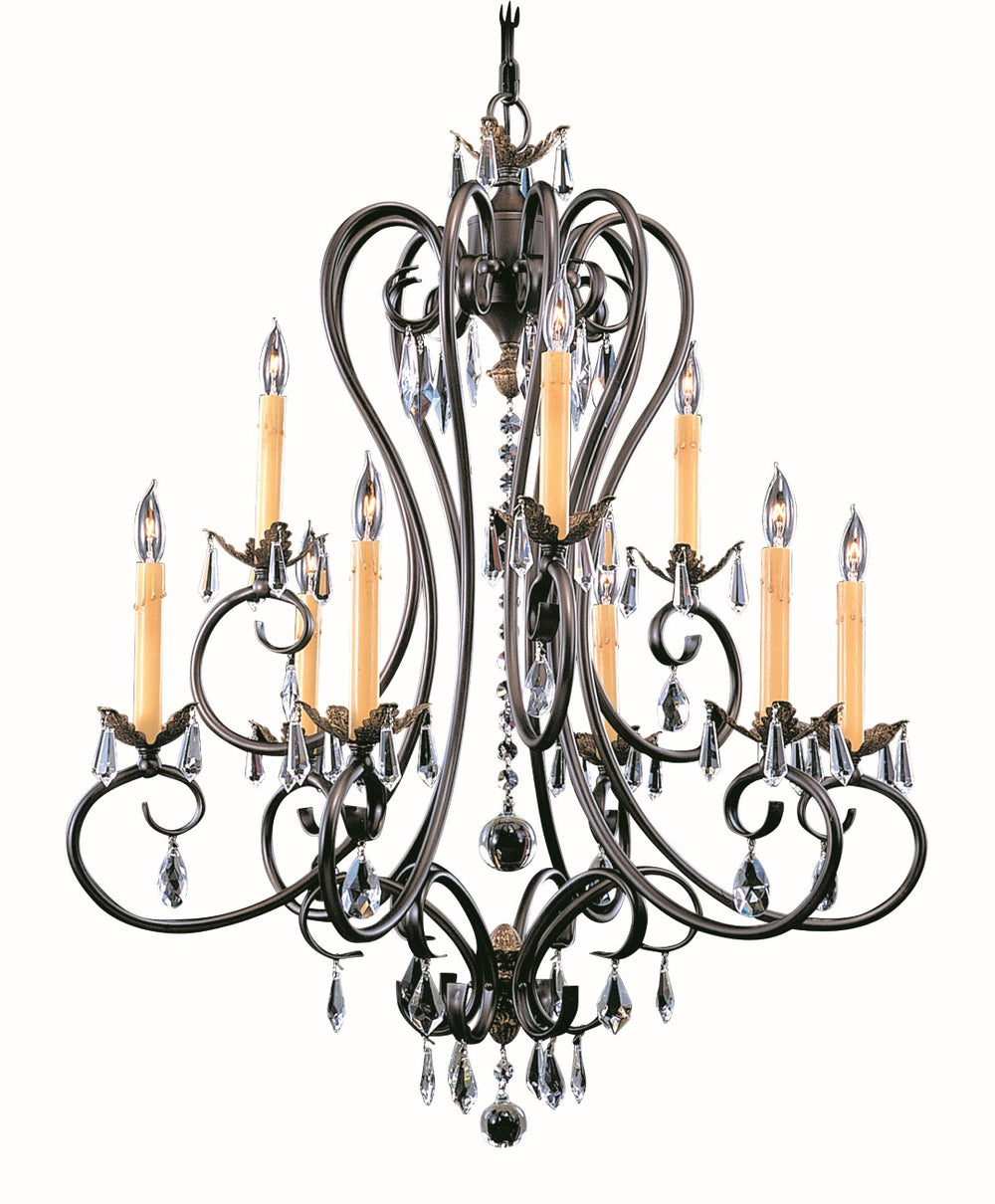 Framburg 9-light Elegant Dining Chandelier - Feminine Crystal-trimmed Design For Any Setting, Made In Usa Mahogany Bronze Metal 2999 Mb