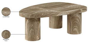 Meridian Furniture Teramo Sculptural Concrete Coffee Table with Art Deco Triple Pedestal for Indoor Outdoor Use Beige 36" W x 25.5" D x 13" H 99090Beige-CT13