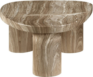 Meridian Furniture Teramo Sculptural Concrete Coffee Table with Art Deco Triple Pedestal for Indoor Outdoor Use Beige 36" W x 25.5" D x 13" H 99090Beige-CT13