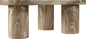 Meridian Furniture Teramo Sculptural Concrete Coffee Table with Art Deco Triple Pedestal for Indoor Outdoor Use Beige 36" W x 25.5" D x 13" H 99090Beige-CT13