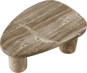 Meridian Furniture Teramo Sculptural Concrete Coffee Table with Art Deco Triple Pedestal for Indoor Outdoor Use Beige 36" W x 25.5" D x 13" H 99090Beige-CT13