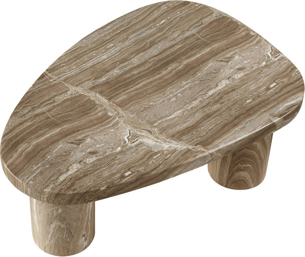 Meridian Furniture Teramo Sculptural Concrete Coffee Table with Art Deco Triple Pedestal for Indoor Outdoor Use Beige 36" W x 25.5" D x 13" H 99090Beige-CT13