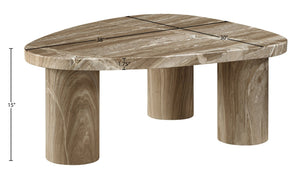 Meridian Furniture Teramo Sculptural Concrete Coffee Table with Art Deco Triple Pedestal for Indoor Outdoor Use Beige 38" W x 30" D x 15" H 99090Beige-CT15