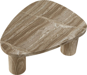 Meridian Furniture Teramo Sculptural Concrete Coffee Table with Art Deco Triple Pedestal for Indoor Outdoor Use Beige 38" W x 30" D x 15" H 99090Beige-CT15