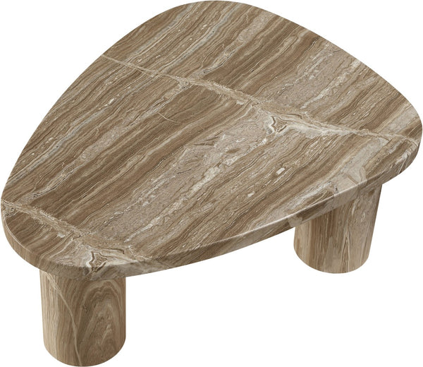 Meridian Furniture Teramo Sculptural Concrete Coffee Table with Art Deco Triple Pedestal for Indoor Outdoor Use Beige 38" W x 30" D x 15" H 99090Beige-CT15
