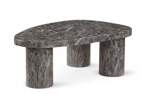 Meridian Furniture Teramo Sculptural Concrete Coffee Table with Art Deco Triple Pedestal for Indoor Outdoor Use Brown 36" W x 25.5" D x 13" H 99090Brown-CT13