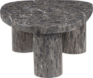 Meridian Furniture Teramo Sculptural Concrete Coffee Table with Art Deco Triple Pedestal for Indoor Outdoor Use Brown 36" W x 25.5" D x 13" H 99090Brown-CT13