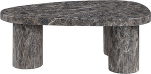 Meridian Furniture Teramo Sculptural Concrete Coffee Table with Art Deco Triple Pedestal for Indoor Outdoor Use Brown 36" W x 25.5" D x 13" H 99090Brown-CT13