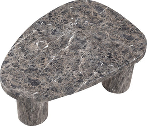 Meridian Furniture Teramo Sculptural Concrete Coffee Table with Art Deco Triple Pedestal for Indoor Outdoor Use Brown 36" W x 25.5" D x 13" H 99090Brown-CT13