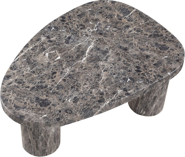 Meridian Furniture Teramo Sculptural Concrete Coffee Table with Art Deco Triple Pedestal for Indoor Outdoor Use Brown 36" W x 25.5" D x 13" H 99090Brown-CT13