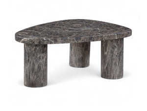 Meridian Furniture Teramo Sculptural Concrete Coffee Table with Art Deco Triple Pedestal for Indoor Outdoor Use Brown 38" W x 30" D x 15" H 99090Brown-CT15