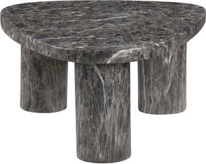 Meridian Furniture Teramo Sculptural Concrete Coffee Table with Art Deco Triple Pedestal for Indoor Outdoor Use Brown 38" W x 30" D x 15" H 99090Brown-CT15