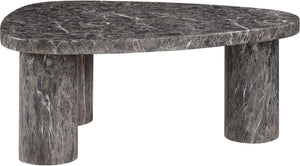 Meridian Furniture Teramo Sculptural Concrete Coffee Table with Art Deco Triple Pedestal for Indoor Outdoor Use Brown 38" W x 30" D x 15" H 99090Brown-CT15