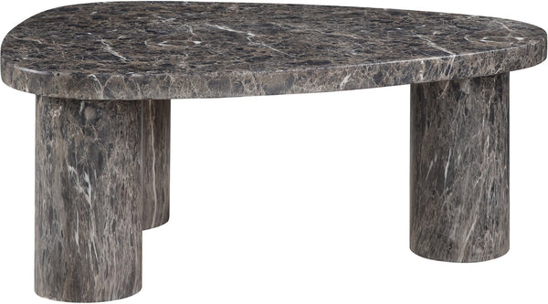Meridian Furniture Teramo Sculptural Concrete Coffee Table with Art Deco Triple Pedestal for Indoor Outdoor Use Brown 38" W x 30" D x 15" H 99090Brown-CT15