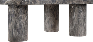 Meridian Furniture Teramo Sculptural Concrete Coffee Table with Art Deco Triple Pedestal for Indoor Outdoor Use Brown 38" W x 30" D x 15" H 99090Brown-CT15