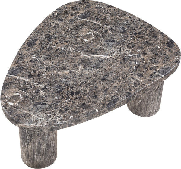 Meridian Furniture Teramo Sculptural Concrete Coffee Table with Art Deco Triple Pedestal for Indoor Outdoor Use Brown 38" W x 30" D x 15" H 99090Brown-CT15