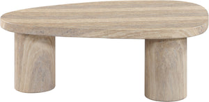 Meridian Furniture Teramo Sculptural Concrete Coffee Table with Art Deco Triple Pedestal for Indoor Outdoor Use Travertine 36" W x 25.5" D x 13" H 99090Travertine-CT13