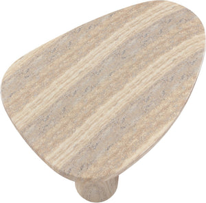 Meridian Furniture Teramo Sculptural Concrete Coffee Table with Art Deco Triple Pedestal for Indoor Outdoor Use Travertine 36" W x 25.5" D x 13" H 99090Travertine-CT13