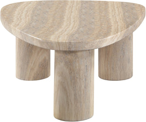 Meridian Furniture Teramo Sculptural Concrete Coffee Table with Art Deco Triple Pedestal for Indoor Outdoor Use Travertine 38" W x 30" D x 15" H 99090Travertine-CT15