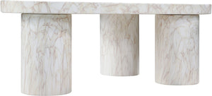 Meridian Furniture Teramo Sculptural Concrete Coffee Table with Art Deco Triple Pedestal for Indoor Outdoor Use White 36" W x 25.5" D x 13" H 99090White-CT13