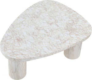 Meridian Furniture Teramo Sculptural Concrete Coffee Table with Art Deco Triple Pedestal for Indoor Outdoor Use White 38" W x 30" D x 15" H 99090White-CT15