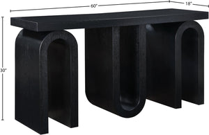 Meridian Furniture Westbourne Oak Veneer Console Table with Triple Base for Entryway Hallway or Living Room Black 99091Black-T