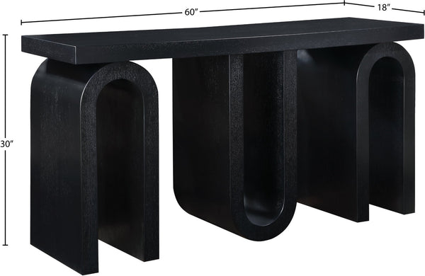 Meridian Furniture Westbourne Oak Veneer Console Table with Triple Base for Entryway Hallway or Living Room Black 99091Black-T