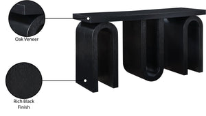 Meridian Furniture Westbourne Oak Veneer Console Table with Triple Base for Entryway Hallway or Living Room Black 99091Black-T