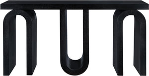 Meridian Furniture Westbourne Oak Veneer Console Table with Triple Base for Entryway Hallway or Living Room Black 99091Black-T