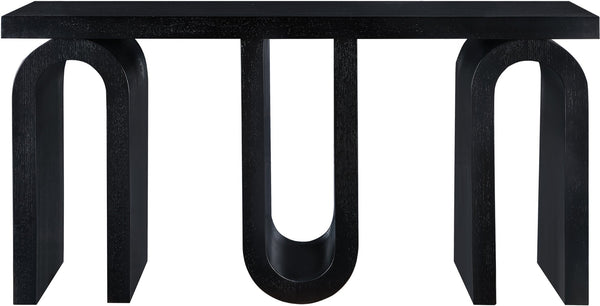 Meridian Furniture Westbourne Oak Veneer Console Table with Triple Base for Entryway Hallway or Living Room Black 99091Black-T