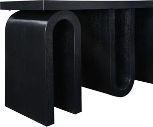 Meridian Furniture Westbourne Oak Veneer Console Table with Triple Base for Entryway Hallway or Living Room Black 99091Black-T