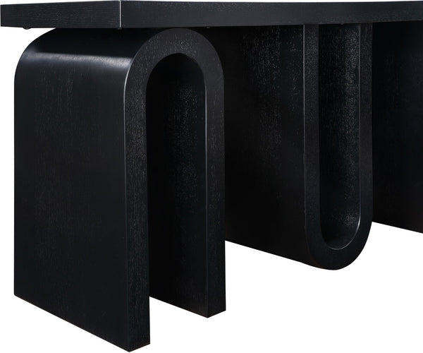 Meridian Furniture Westbourne Oak Veneer Console Table with Triple Base for Entryway Hallway or Living Room Black 99091Black-T