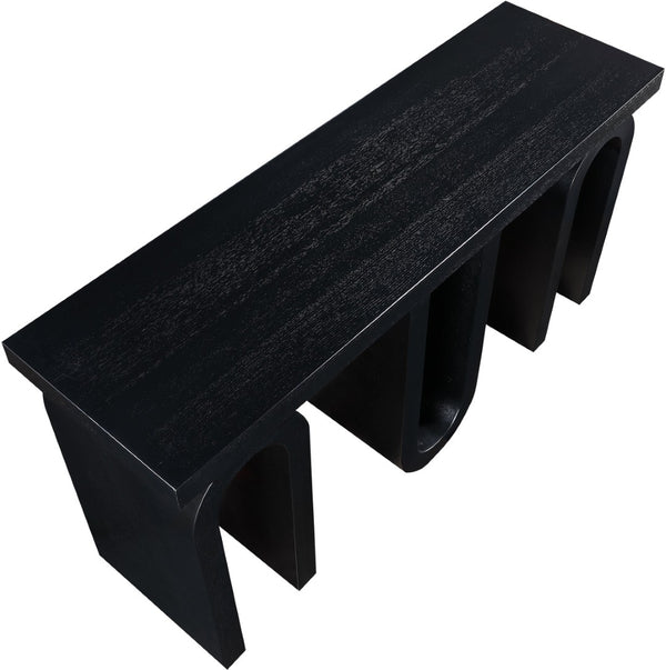 Meridian Furniture Westbourne Oak Veneer Console Table with Triple Base for Entryway Hallway or Living Room Black 99091Black-T