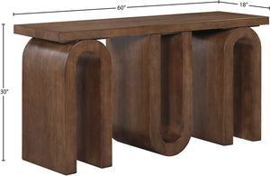 Meridian Furniture Westbourne Oak Veneer Console Table with Triple Base for Entryway Hallway or Living Room Brown 99091Brown-T