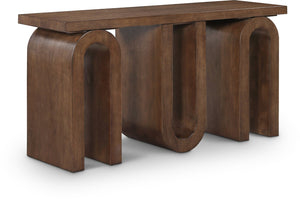 Meridian Furniture Westbourne Oak Veneer Console Table with Triple Base for Entryway Hallway or Living Room Brown 99091Brown-T