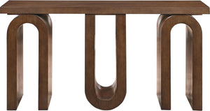 Meridian Furniture Westbourne Oak Veneer Console Table with Triple Base for Entryway Hallway or Living Room Brown 99091Brown-T